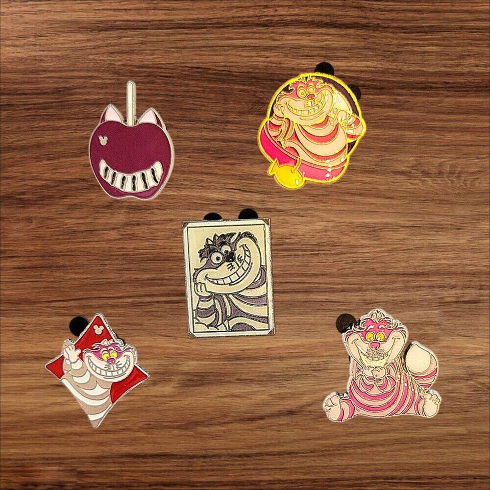5 Alice in Wonderland Disney Parks Trading Pins, Plus 2 Bonus Pins